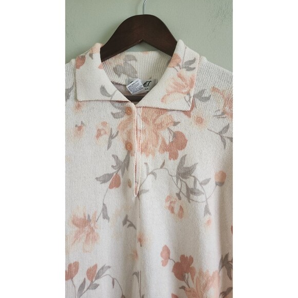 Vintage Gabriella collared cotton Blend Women2x Cream Pink Boxy Grannycore ITALY - Picture 3 of 7